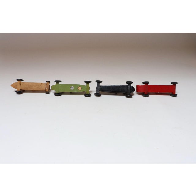 Red Set of Four Vintage Painted Pinewood Racers For Sale - Image 8 of 18