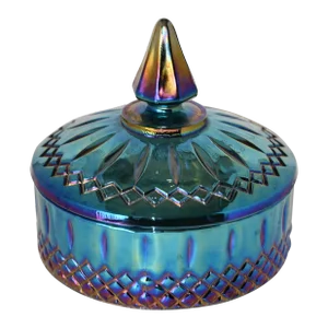 Vintage Indiana Glass Company Blue Carnival Lidded Candy Dish