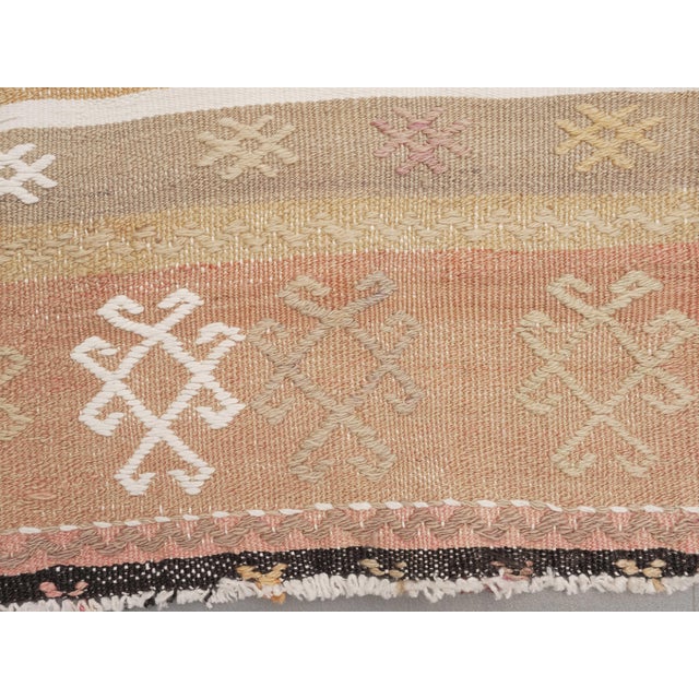 1970s Vintage Handmade Wool Cotton Beige Runner Rug For Sale - Image 11 of 11