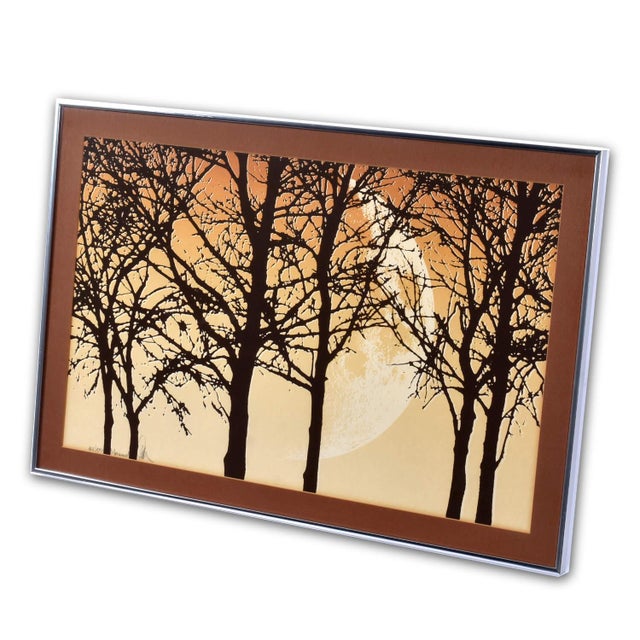 Mid-Century Modern Pair 1970s Earth Tone Signed Limited Edition Prints With Trees and Leaves For Sale - Image 3 of 13