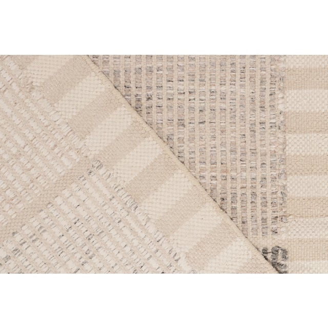 Textile Scandinavian Style Kilim in Beige, Gray High-low Geometry by Rug & Kilim 12x15 For Sale - Image 7 of 7