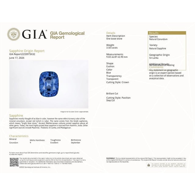 3.50 Ct Gia Certified Sapphire & Diamond Ring, Size 6.5 For Sale - Image 11 of 11