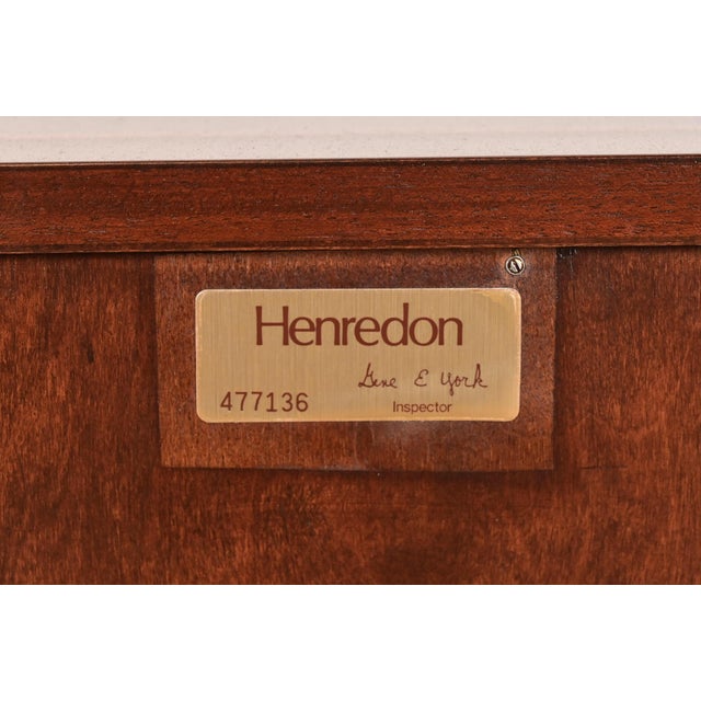Henredon Georgian Banded Mahogany and Burl Wood Chests of Drawers, Newly Refinished For Sale - Image 12 of 13