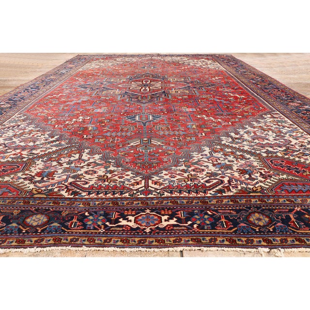 Antique Persian Heriz Rug, 11'01 X 18'07 For Sale - Image 9 of 10