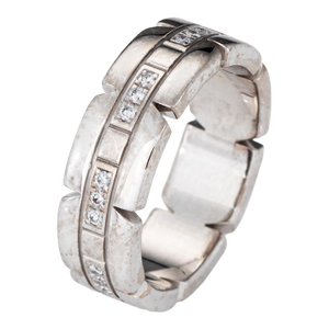 90s Cartier Tank Francaise Ring Eu 50 Sz 5.25 Band 18k White Gold Signed Jewelry