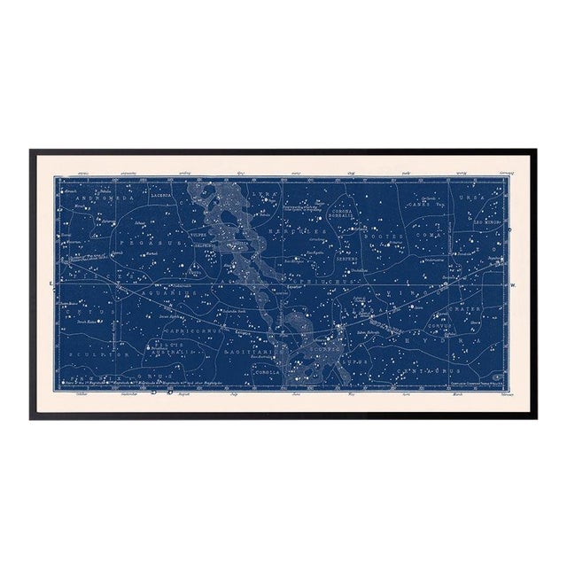 Reproduction Large Antique Nautical Blue Constellation Celestial Print For Sale