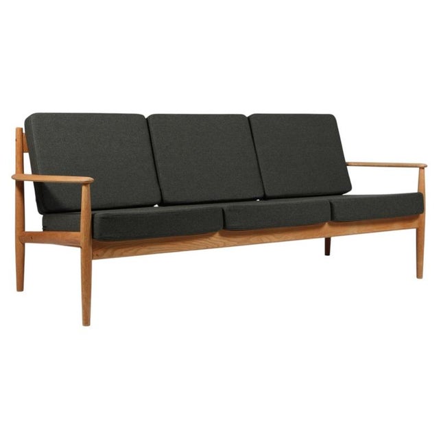 3-Seater Sofa in Oak and Wool attributed to Grete Jalk, 1960s For Sale - Image 10 of 10