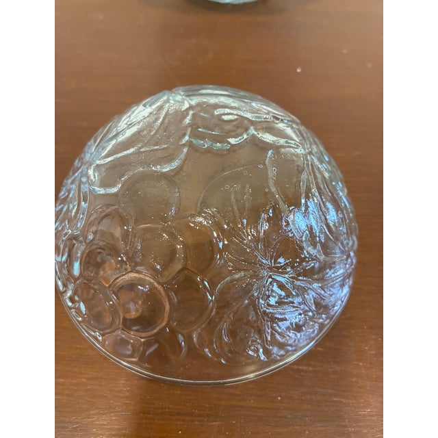 Vintage Kig Indonesia Clear Grape Pattern Pressed Glass Bowls, Set of 10 For Sale - Image 9 of 10