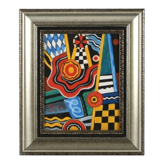 Framed "Jazz Geometry" Mixed Media on Board For Sale