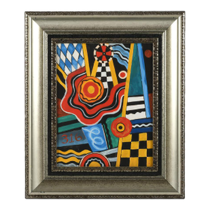 Framed "Jazz Geometry" Mixed Media on Board