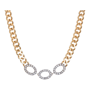 Vintage 80s Diamond Curb Link Necklace 14" Choker Estate Fine Jewelry 40.2gm