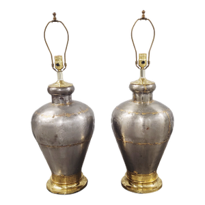 Vintage Handcrafted Metal & Brass Table Lamps-a Pair