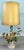 Charming vintage tole table lamp with yellow roses and birds. Measures 33” to the top of the finial x about 15” wide.