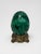 Metal Large & Heavy Sculpted Malachite Egg Specimen Sculpture on Ornate Brass Stand For Sale - Image 7 of 10