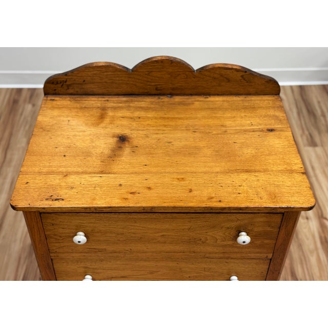 Brown Antique Pine Three Drawer Chest With Porcelain Knobs For Sale - Image 8 of 16