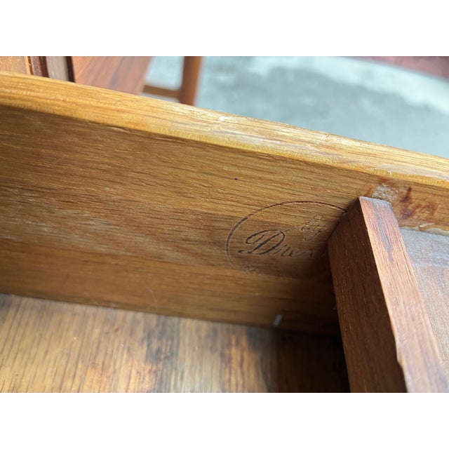 Vintage Mid Century Drexel Parallel Desk by Barney Flagg. Recently refinished with beautiful walnut grain throughout, 3...