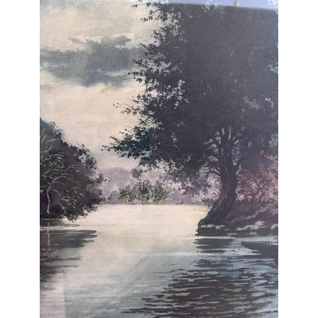 European Artist, Riverside Cottage Landscape, 1970s, Paper, Framed For Sale - Image 4 of 15