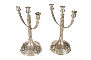 19th Century Hand Chased Candlesticks - A Pair