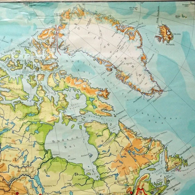 Vintage North American Map Pull-Down Wall Chart Poster Print For Sale - Image 3 of 6