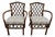 Pair of Vintage Diamond Lattice Backed Bent Arm Chairs For Sale
