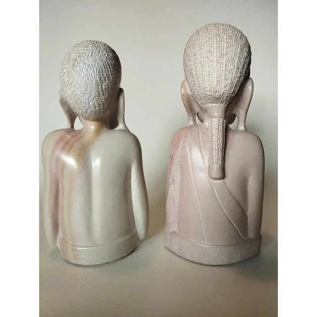Carved Soapstone Maasai Busts, 1970s, Set of 2, in Flawless conditions. Designed 1970 to 1979
