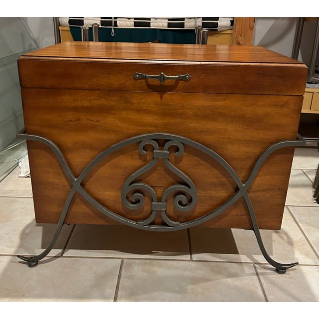 Wood 1980s Sherrill Trunk on Iron Base For Sale - Image 7 of 7