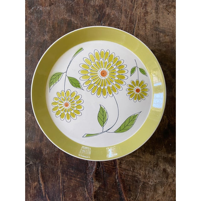 Ceramic 1960s Retro Avocado Green Floral Plates by Mikasa - Set of 4 For Sale - Image 7 of 7