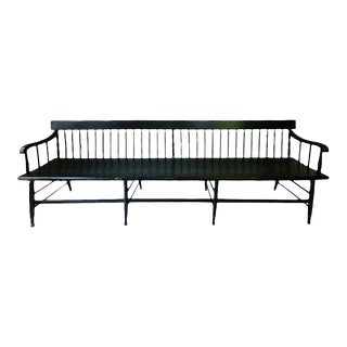 Mid 19th Century Antique Windsor Spindle Back Deacon's Bench For Sale
