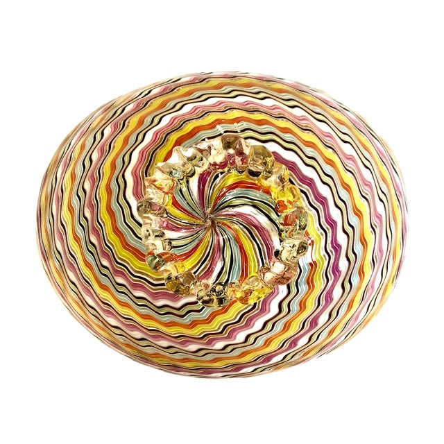 Mid 20th Century Murano Art Glass Multi-Colored Canework Footed Bowl For Sale - Image 5 of 5
