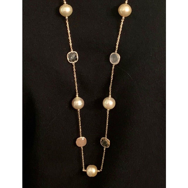 Italian South Sea Gold Pearl Quartz Necklace 14 Karat Gold Certified For Sale - Image 3 of 5