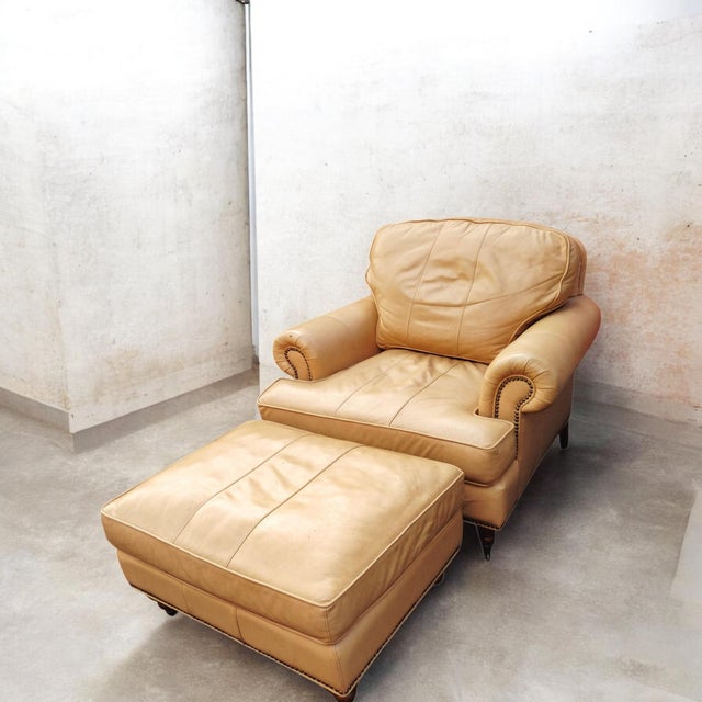 Bring Sophisticated Luxury Into Your Home With the Liz Claiborne Home Leather Chair and Ottoman Set. For Sale - Image 11 of 12