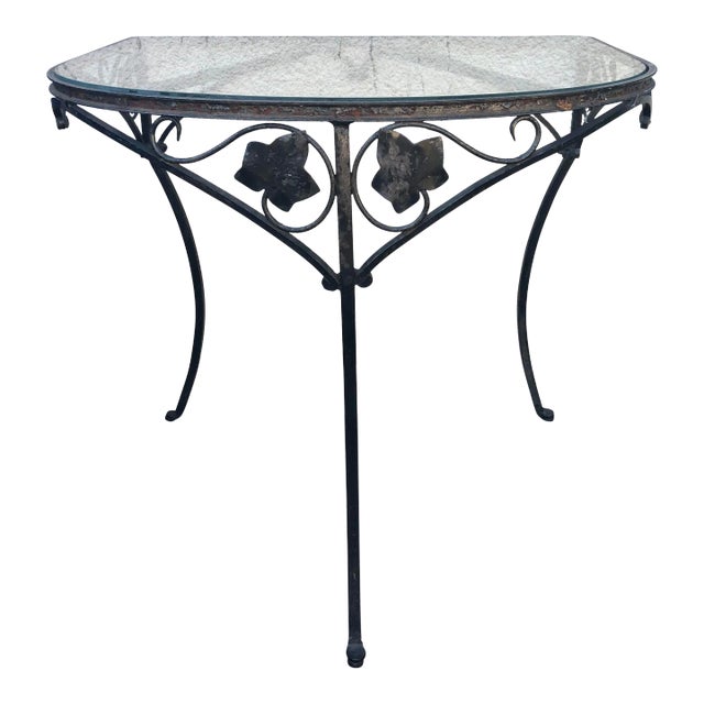 Glass Top Iron DemiLune Garden Table Chairish