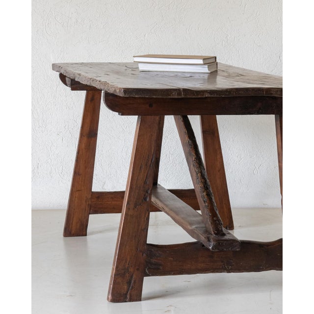 Spanish Poplar Trestle Table For Sale - Image 6 of 14