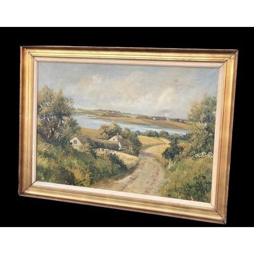 Danish Landscape Oil Painting In Gilt Frame, Signed, Large & Impressive Sizes :- 112 x 83 cms E Landberg, circa 1930’s....