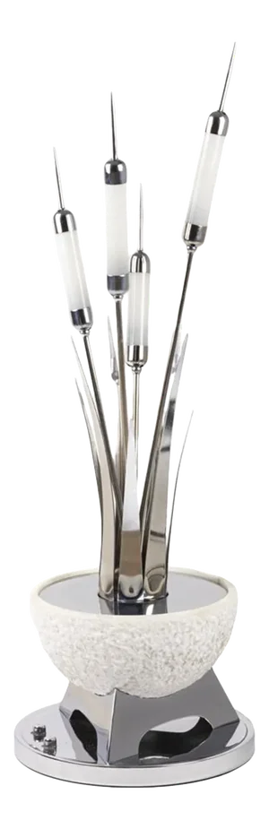 Reeds Table Lamp in Chromed Metal and Alabaster, 1980s