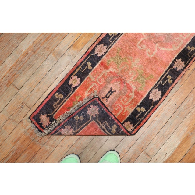 Narrow Antique Orange Tibetan Runner - 1'7" x 7'6" For Sale - Image 4 of 9