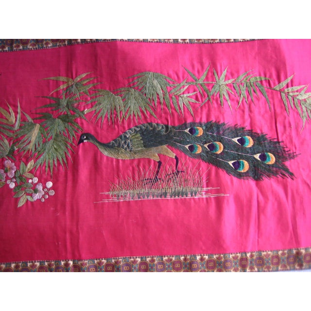 Chinese Silk Embroidery Peacock, Bords and Butterflies For Sale - Image 6 of 12