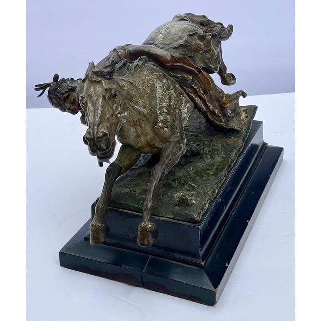 1900s “The Cheyenne” Austrian Cold Painted Bronze Sculpture by Carl Kaub For Sale - Image 4 of 12