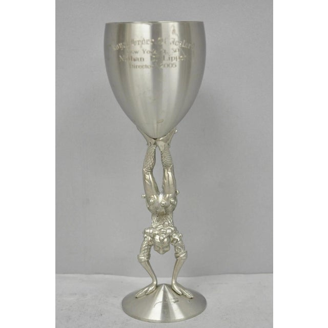 Vintage Royal Order of Jesters Figural Pewter Metal Award Goblet Chalice For Sale - Image 17 of 17