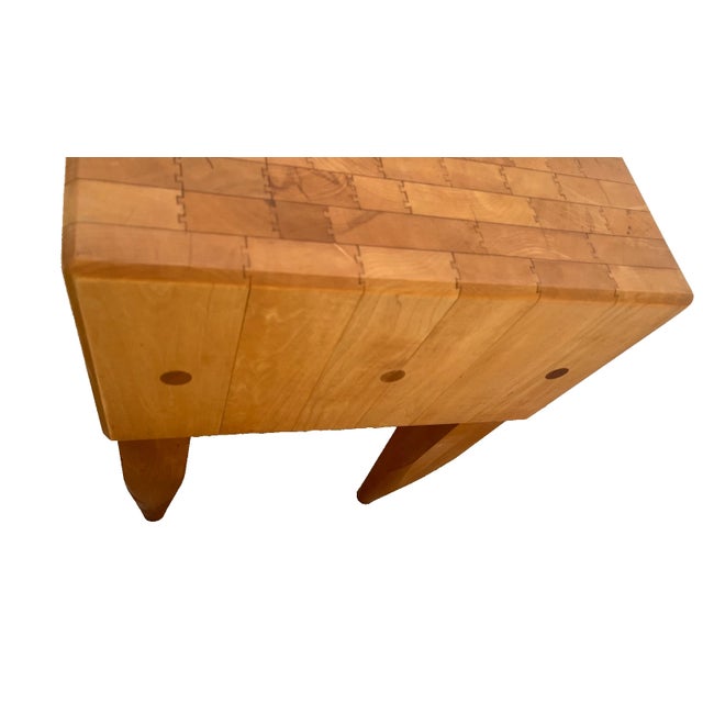 Vintage Butchers Block Carving Kitchen Table Solid Dovetail End Maple Slab For Sale In Palm Springs - Image 6 of 11