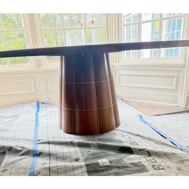 Barbara Barry Barbara Barry for Baker "Petal" Walnut and Brass Dining Table For Sale - Image 4 of 5