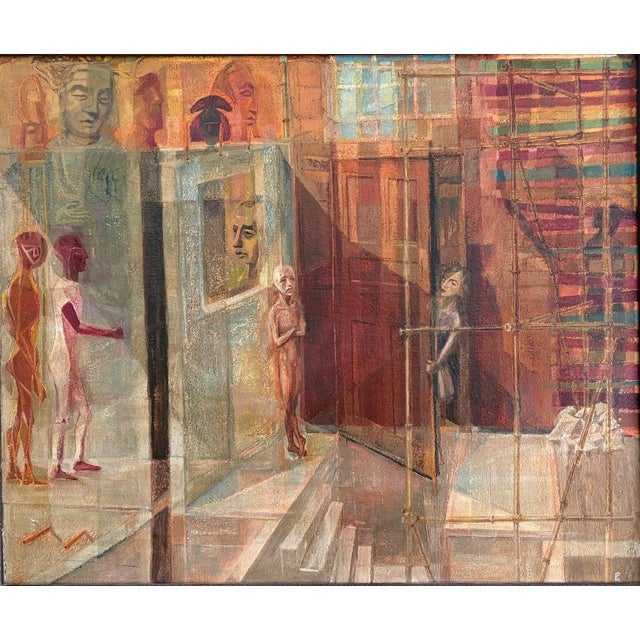 Philip Krevoruck, Surrealist Composition, 1957, Oil on Board For Sale - Image 3 of 8