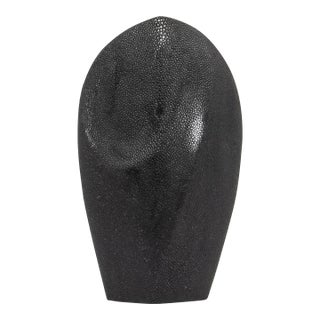 Modern Abstract Sculpture in Black Shagreen by Patrick Coard Paris For Sale