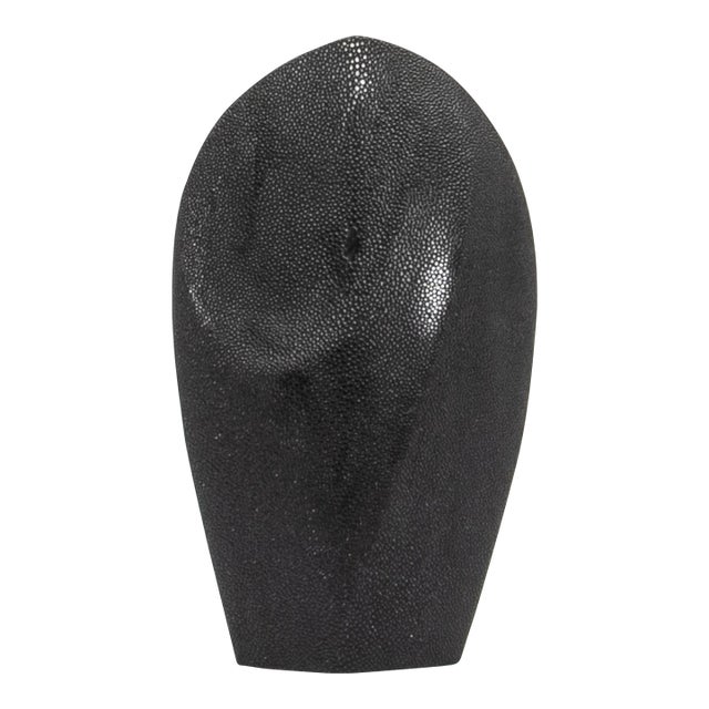 Modern Abstract Sculpture in Black Shagreen by Patrick Coard Paris For Sale