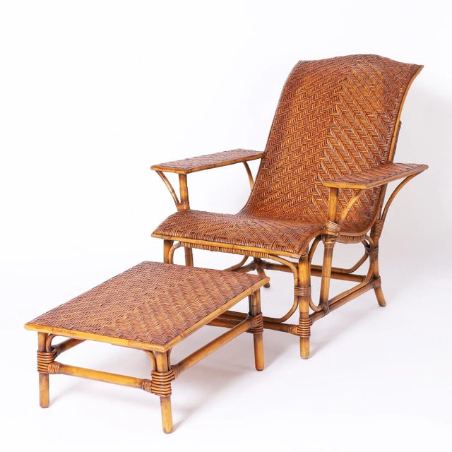 Bamboo and Rattan Chair and Ottoman Chairish