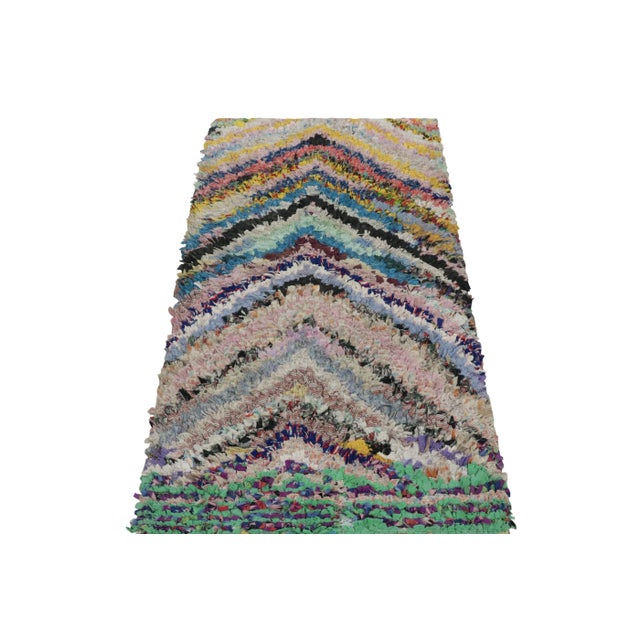 1950s Vintage Moroccan Rug With Polychromatic Chevron Patterns, From Rug & Kilim For Sale - Image 5 of 7