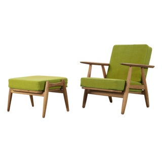 1960s Hans Wegner Ge240 Cigar Chair and Ottoman Getama Denmark For Sale
