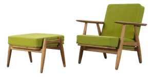 1960s Hans Wegner Ge240 Cigar Chair and Ottoman Getama Denmark