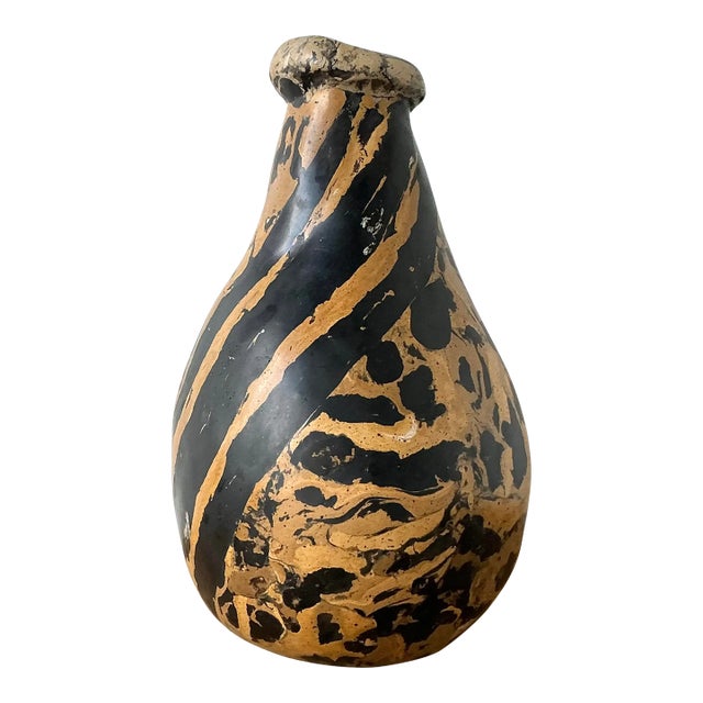 Vintage Boho Artisanal Pigmented Plaster Scagliola Vase For Sale