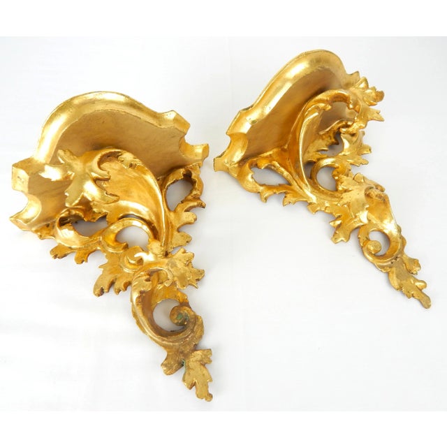 Mid 20th Century Florentine Giltwood Rococo Brackets- a Pair For Sale In Orlando - Image 6 of 10